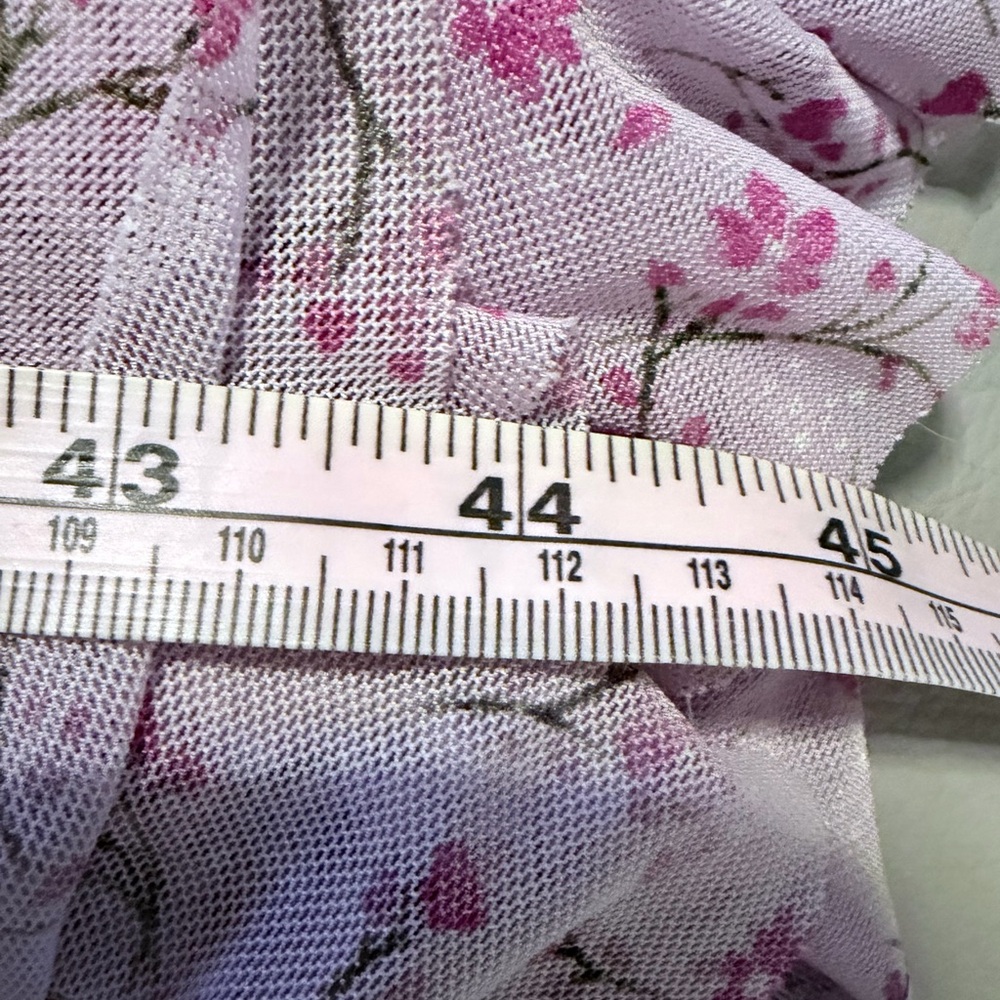 Lilac floral mini dress with asymmetrical ruffle trim adjustable straps sz xxs - Picture 11 of 12